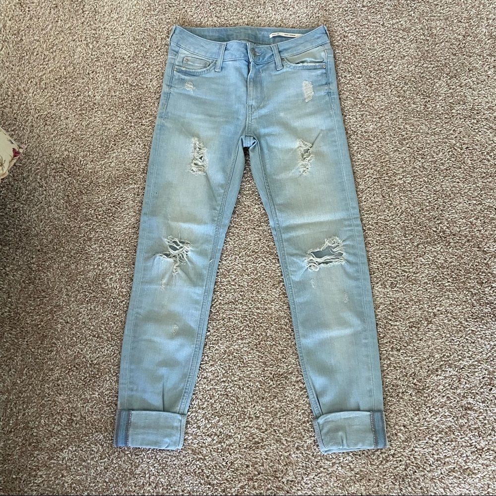 Zara Distressed Girlfriend Denim Jeans